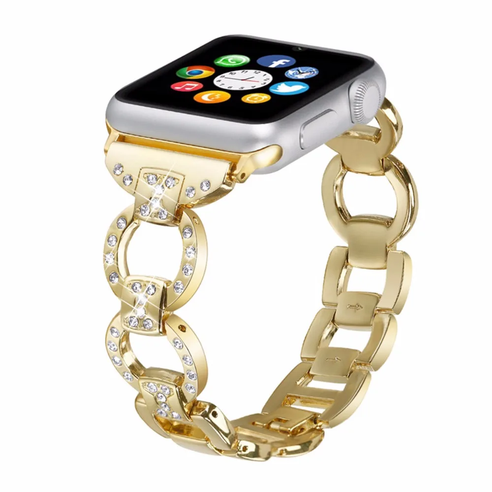 Нержавеющая сталь ремешок для наручных часов Apple Watch, ремешок 42 мм, 38 мм, для iwatch, версия 3/2/1 алмаз металлический браслет наручный ремень ремешок черного цвета