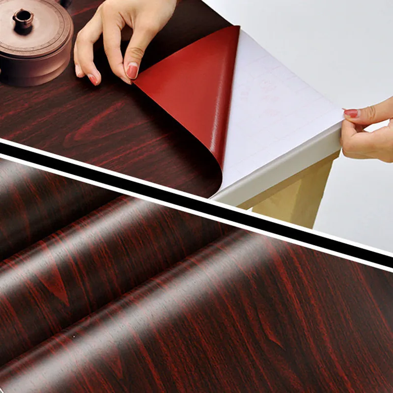 5M PVC self-adhesive wallpaper furniture renovation stickers waterproof kitchen cabinet wardrobe door wooden decorative film adhesive waterproof and oil wallpaper high temperature kitchen oil stickers fire hearth desktop cabinet cabinet door renovation