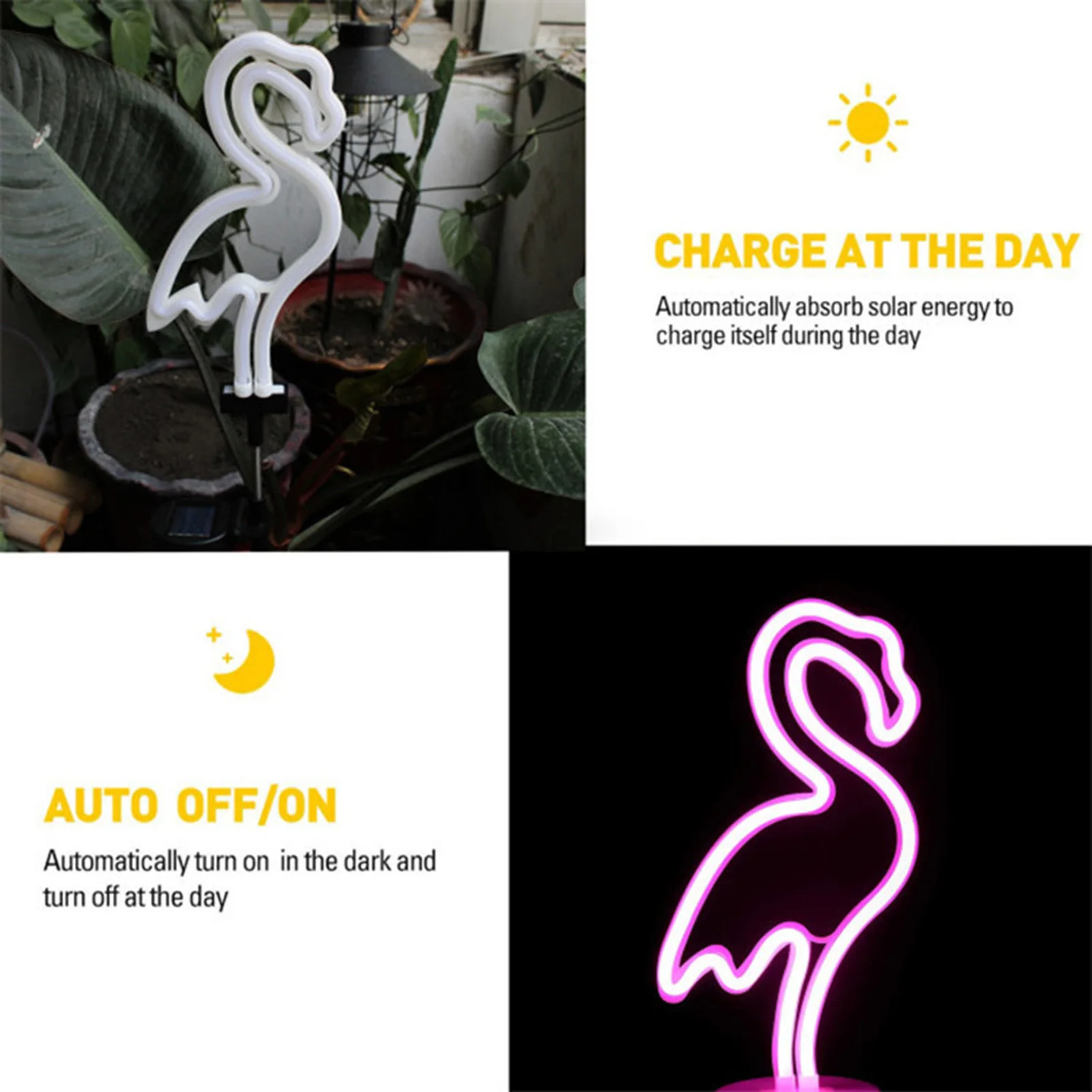 Solar Lawn Lamp Ground Flamingo Neon Pink Lighting For Outdoor Waterproof Courtyard Garden Products Accessories | Дом и сад