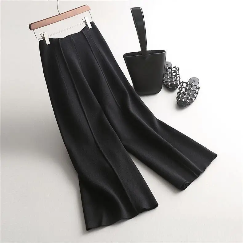 

Elegant Winter Woolen Women's Harem Pants Wide Leg Pants Ladies Thicken Wool Warm Pants Loose Sweatpants Elastic Waist Trousers