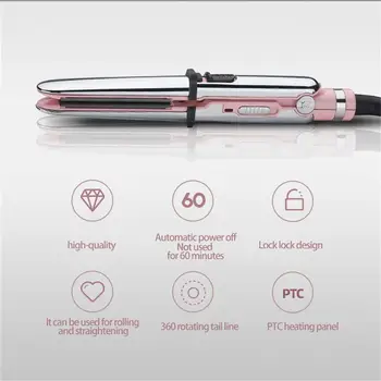

Dual- Use Hair Straightener Curler Hair Flat Curl Iron Portable Ceramic Curling Hairstyling Tool Temperature Regulating Curl