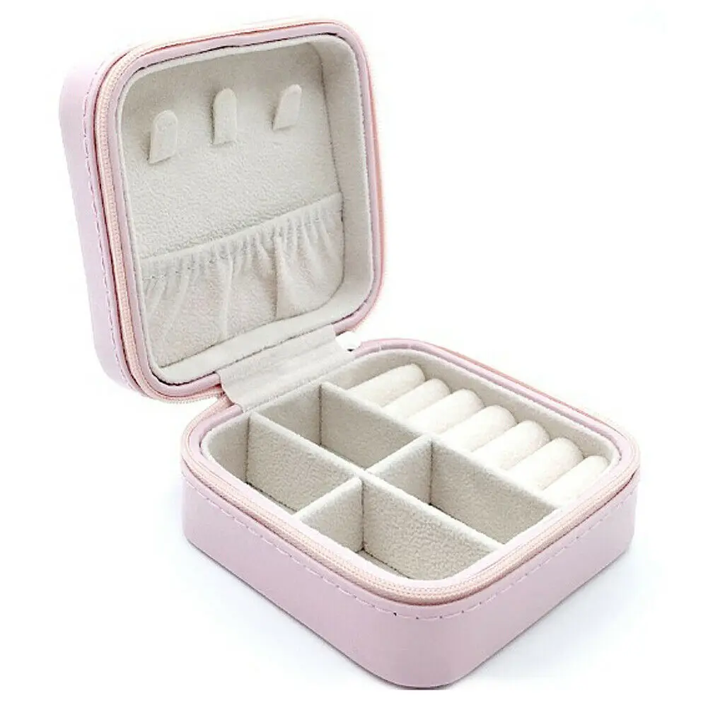 Женская коробка для упаковки ювелирных изделий из искусственной кожи, коробка для ювелирных изделий, ожерелье, кольцо, чехол для хранения, Органайзер - Цвет: Розовый