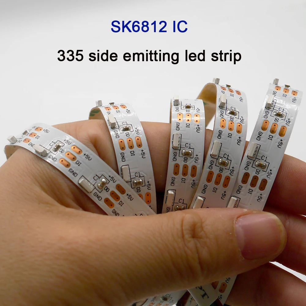  DC5V 5m addressable 60leds/m WS2812B SK6812 IC 300leds controlled side emitting 335 digital LED str - 32909142006