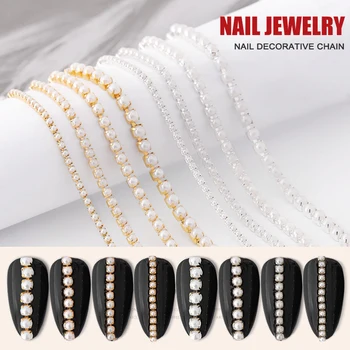 

2019 Alloy Nail Art Stickers Chain 3D Decals for Women Girls Kids DIY Decoration