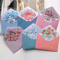 Jolies enveloppes à motifs de fleurs, lot de 4 papiers à écrire, carte d'invitation, carte de vœux, fête d'anniversaire, mariage, 2 pièces 