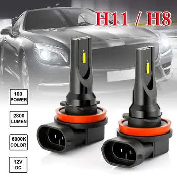 

IP65 Waterproof 2PCS H11 H8 LED Fog Light Conversion Kit Bulb High Power 1860 LED Chips 6000K 100W Headlight