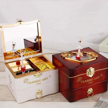 

Classic Rotating Ballerina Music Box Clockwork Plastic jewelry box Hand Crank Music Mechanism Girls Valentines Birthday Gifts