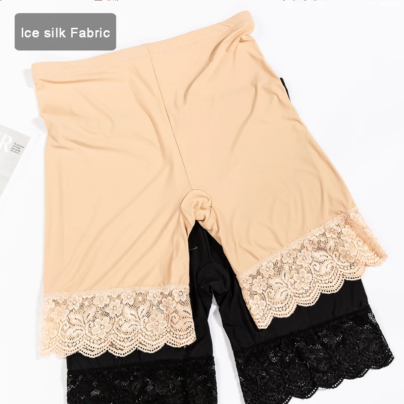 Plus Size Safety Shorts Lace Thin Ice Silk Modal Anti Chafing Thigh Women's Boxer Underwear Shorts Under Skirt safety shorts,women shorts underwear