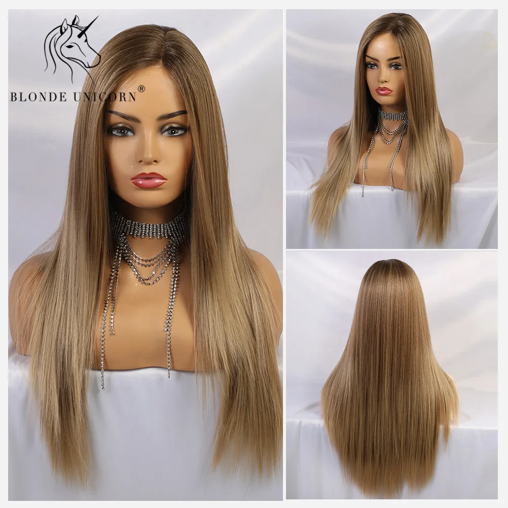 Hot Item Wigs Hair Blonde Lace-Part Synthetic Women Heat-Resistant Natural Straight Long Unicorn jYQOMEx7gzW