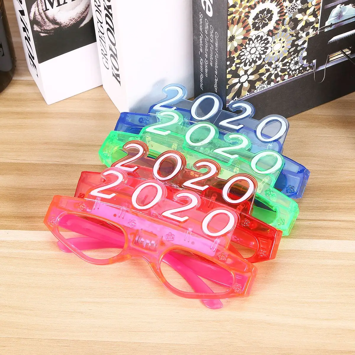 New Year LED Glowing Glasses 6pcs Number Glasses Luminous Luminous Sunglasses Novelty Flashing Party Favors