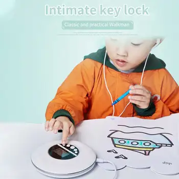 

Rechargeable HIFI Students Portable CD Player 3.5mm Jack Travel Shockproof LCD Display Multifunctional Kids Adults With Earphone