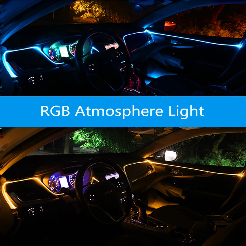 6 в 1 звук голоса Гибкая RGB интерьер автомобиля светильник многоцветный