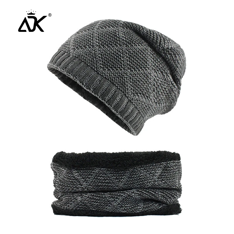 Knitted Hats For Men Winter Scarf Warm Thick Fluffy Slouchy Hats Outdoor Long Beanie Ribbed Casual Breathable Gorros