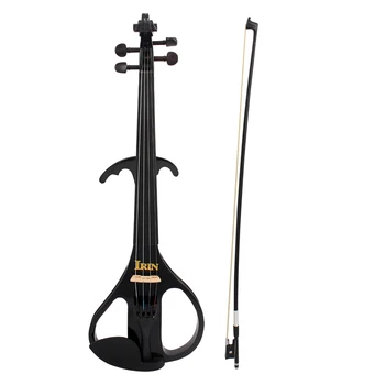 

4/4 Full Size Electric Violin Fiddle Maple Wood Stringed Instrument Ebony Fretboard Chin Rest with 1/4" Connecting Cable