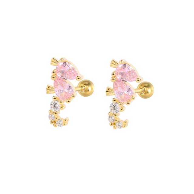 925 Sterling Silver All Pink Crystal Pave Hoop Earrings Pink Cubic Zirconia Stone Heart Moon Star Charm Earrings Jewelry