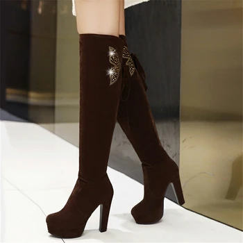 

Brand New Big Size 43 Mature Platform High Heels Office Lady Over The Knee Boots Stylish Winter Shoes Boots Women