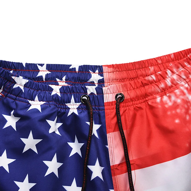 Foreign Trade Hot Sales Large Size Shorts Summer National Flag Star Stripes Printed Beach Shorts Quick-Drying Trunks Men Fa