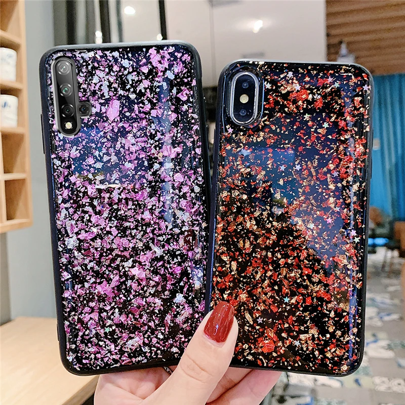 Glitter Cover double gold foil Case For Huawei P30 P20 Mate 20 Lite Honor 10 8X 8C 7X Nova 5 5i PRO 3 3i 4 Protect | Мобильные