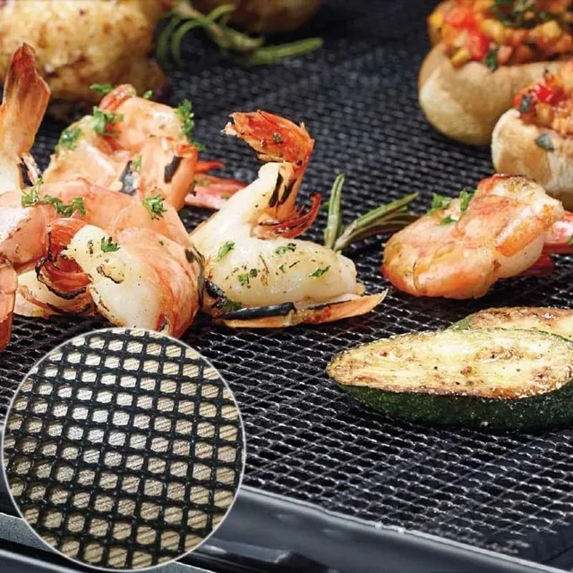 Yomeei 1Db Barbecue Grillező Szőnyegek Rács Alakja Bbq Szőnyeg Újrafelhasználható Hőállóság Grill Háló Kültéri Kempinghez - Image 5