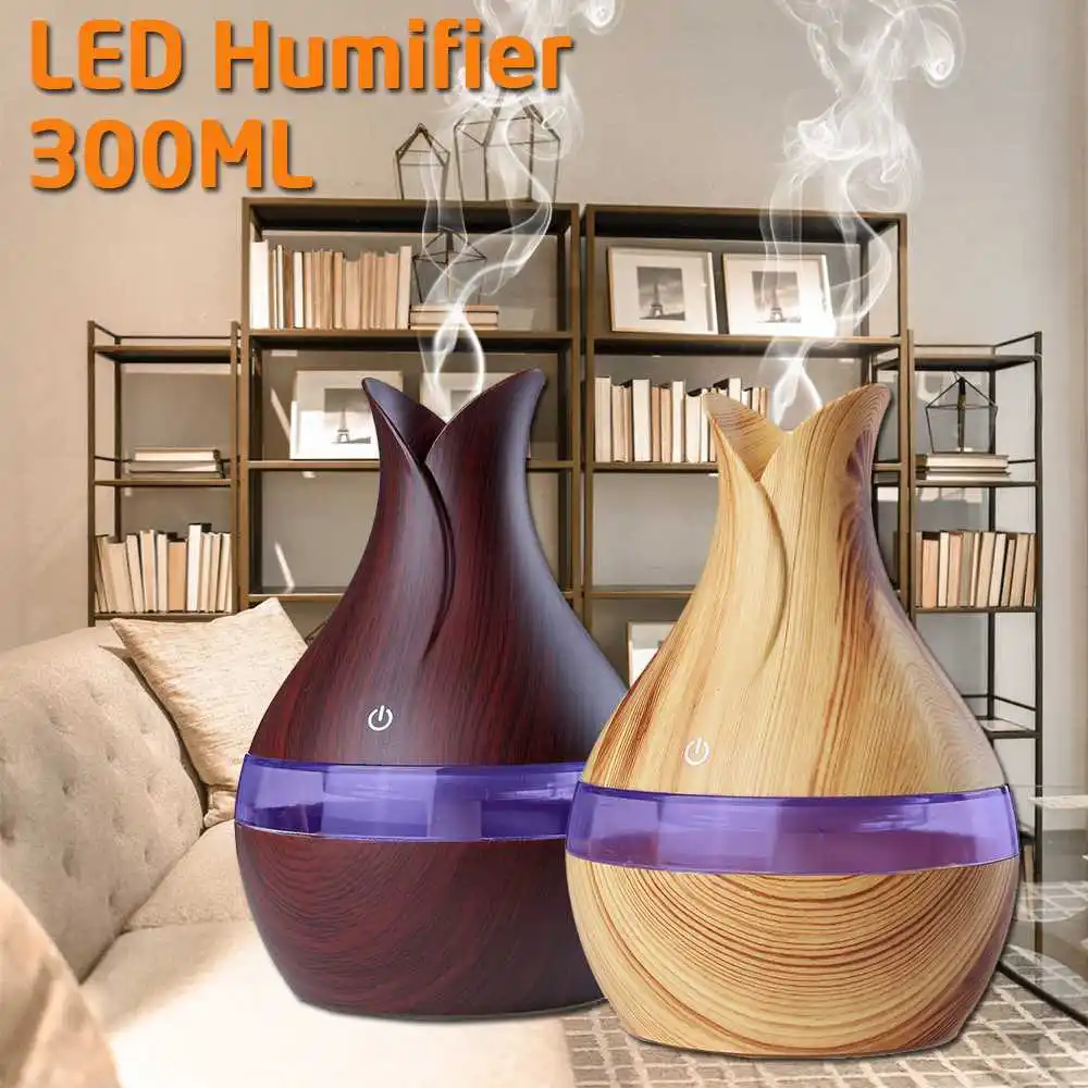 7 Led 300 мл USB диффузор эфирного масла для древесины увлажнитель воздуха бытовой Арома диффузор ароматерапия тумана с светильник