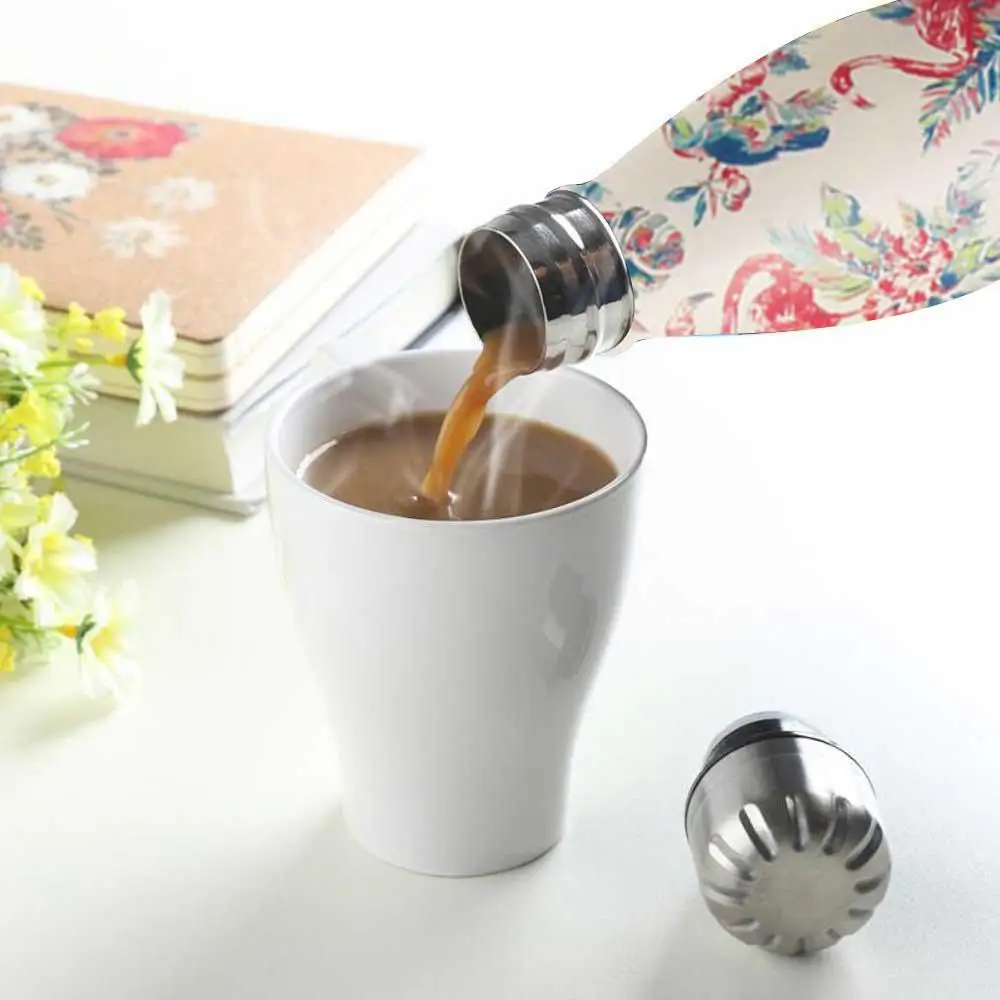 500ml Insulated Water Bottle Printing Pattern Stainless Steel Double Walled Travel Water Bottle Portable Leakproof Thermo Bottle