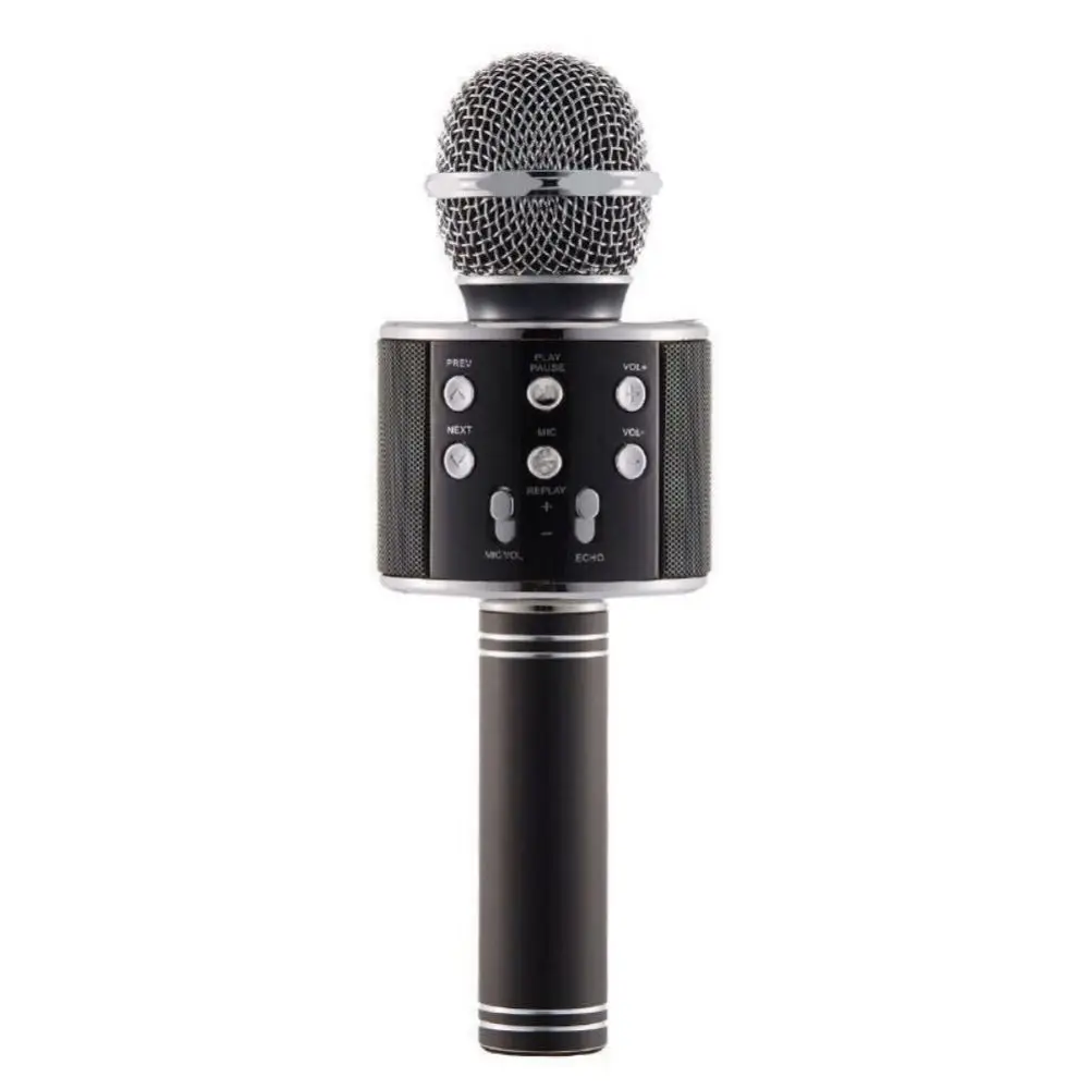Black Микрофон WS858 беспроводной Bluetooth Караоке ручной микрофон USB KTV плеер Bluetooth микрофон динамик запись музыки микрофон Mikrofono - Цвет: Black