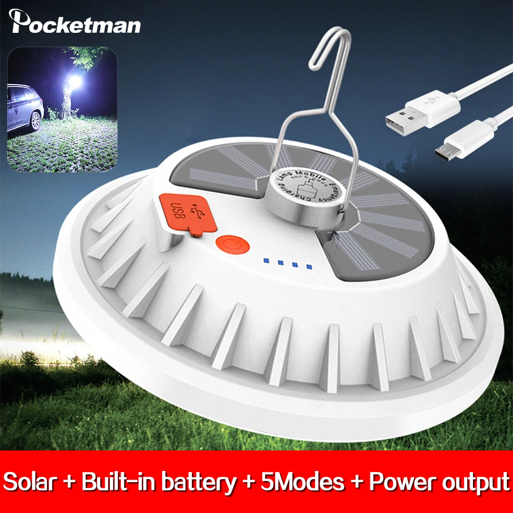 

New USB/Solar Rechargeable LED UFO Bulb Light Mobile Phone Night Market Light Street Light Emergency Light Solar Light