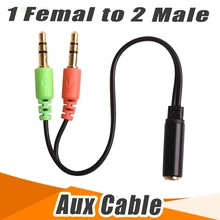 100PCS LOT 3 5MM Extension Earphone Headphone Audio Splitter Cable Adapter Female to 2 Male wholesale AUX cable Free Shipping