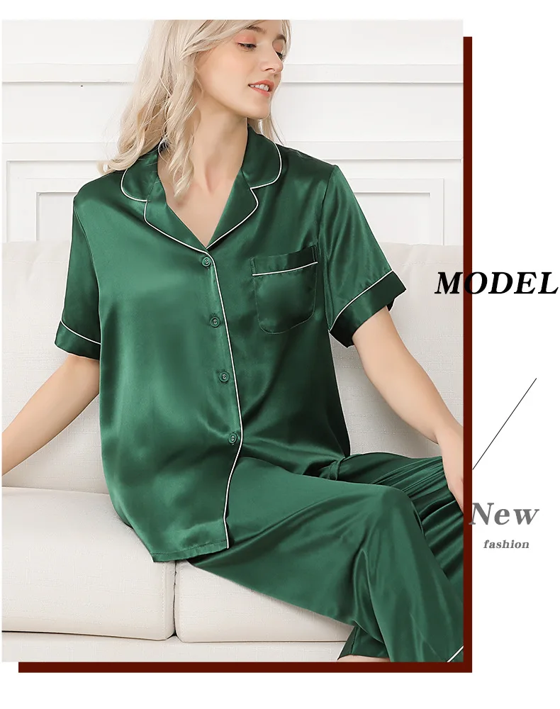 19 momme silk women shorts pajamas sets short sleeves trousers fashion elegant pure color women pyjamas shorts pijamas