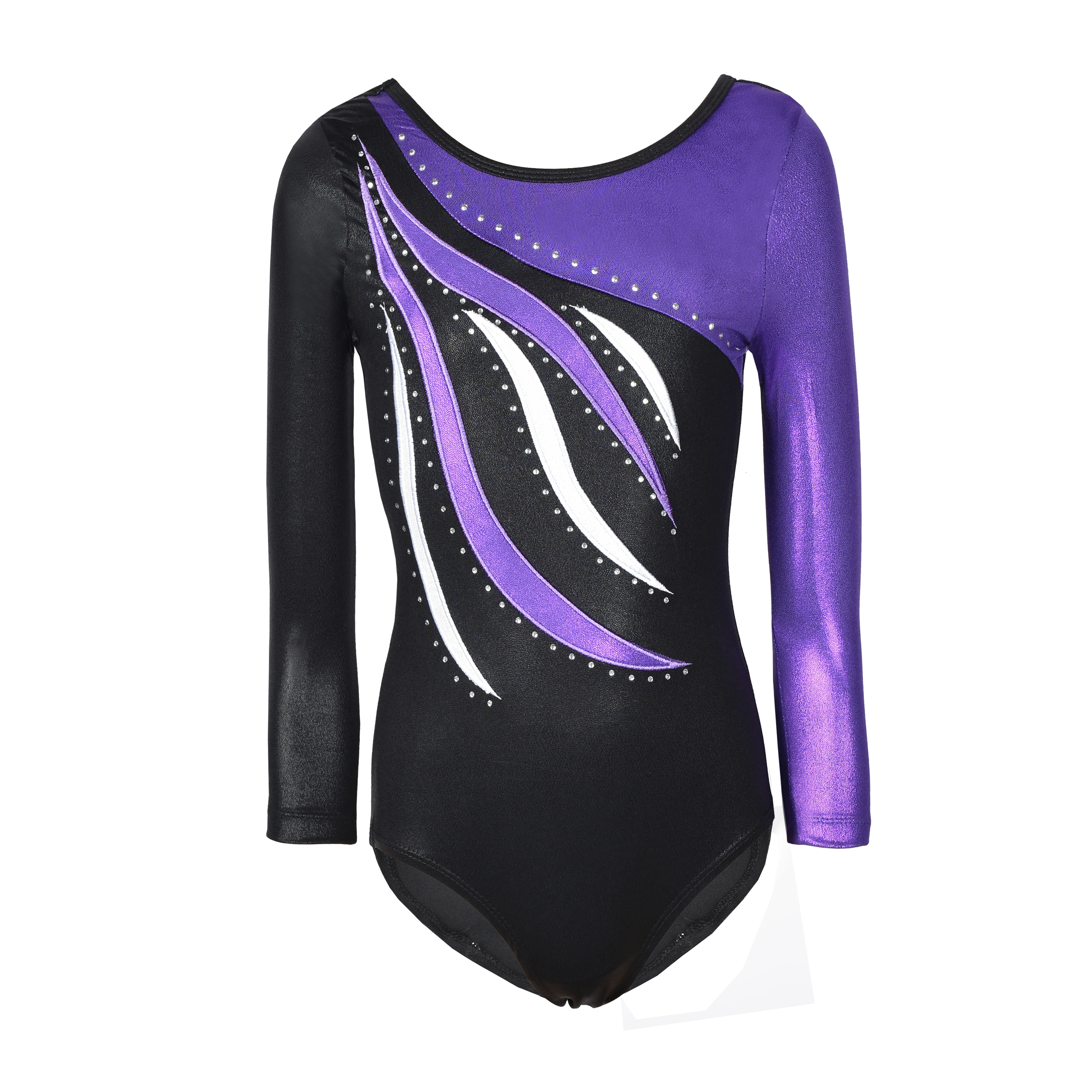 

gymnastics leotard metallic gymnastics clothes figure skating leotard sportswear kids holographic long sleeve rhinestone leotard