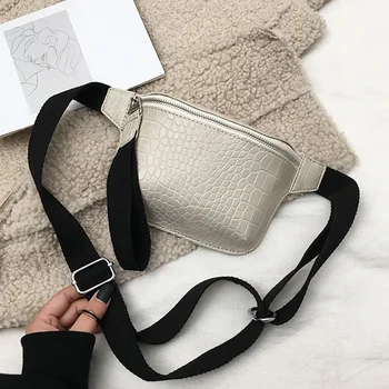 

Women Zipper Closure Gift Fashion Messenger Crocodile Pattern Chest Bag PU Leather Waist Pack Single Shoulder Cross Body Casual