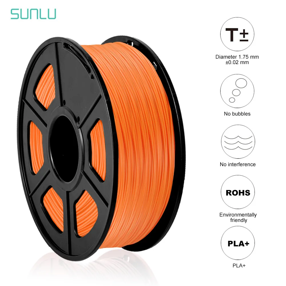 Sunlu pla mais filamento da impressora 3d 1.75mm 1kg 2.2lbs pla + diy 3d material de impressão com carretel impressão 3d embalagem a vácuo navio rápido