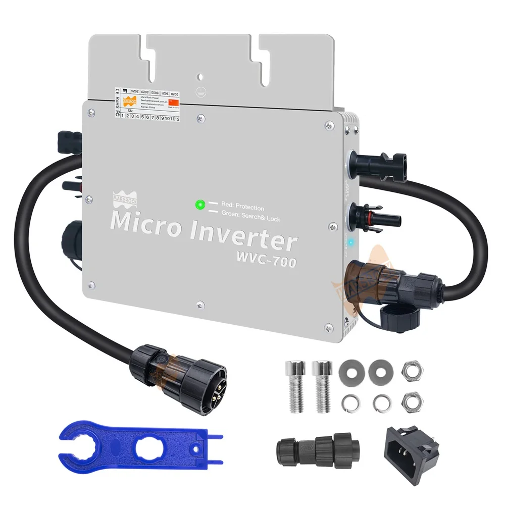 

IP65 700W MPPT On Grid Micro Solar Inverter, 22-50VDC to 80-260VAC, 50hz 60hz auto, workable for 2x350W solar panel.