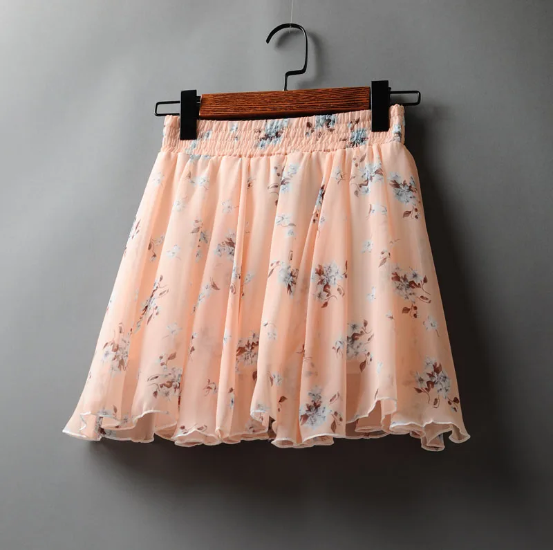 Новинка, женская летняя мини юбка Jupe Femme, Цветочная плиссированная юбка, Boho, Пляжная шифоновая юбка с высокой талией, женские короткие сексуальные юбки C5357 - Цвет: 23