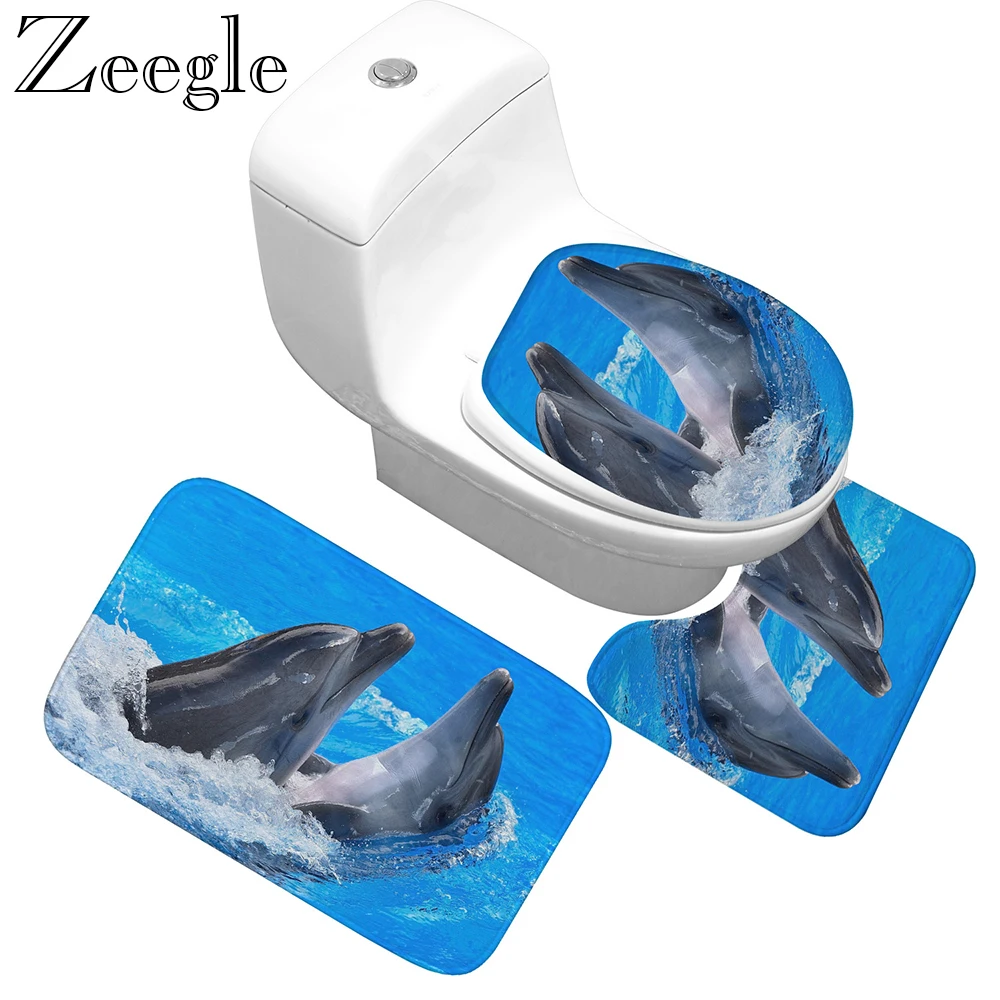 Bath Mat 3pcs Bathroom Mat Set Anti-slip Bathroom Doormat Shower Rug Toilet Cover Seat Mat Soft Toilet Pedestal Rug Bath Rug