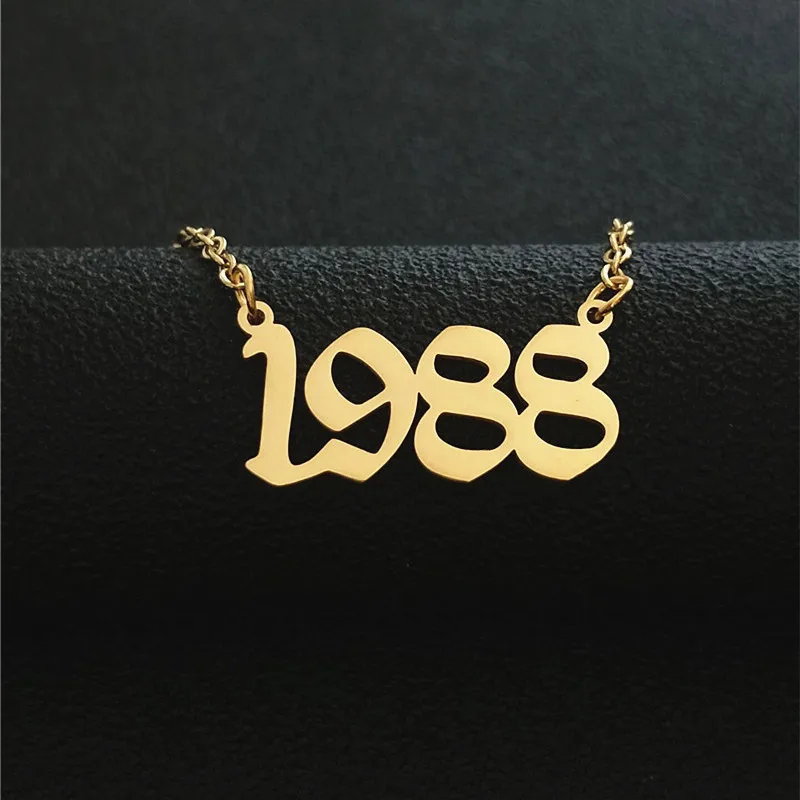 Золотое колье с цифрой от 1987 до 2001, подвеска на день рождения, ожерелье на заказ, ювелирное изделие, Старое Английское колье, 1998, 1999, 2000, колье для женщин, BFF