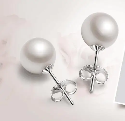 

PAIR OF 9-10MM NATURAL SOUTH SEA GENUINE WHITE ROUND PEARL EARRING 14k