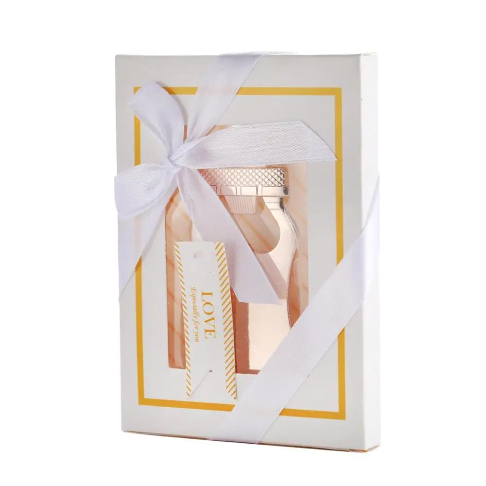 Свадебные сувениры или детские подарки для душа белая коробка Золотая открывалка для бутылок оригинальной формы