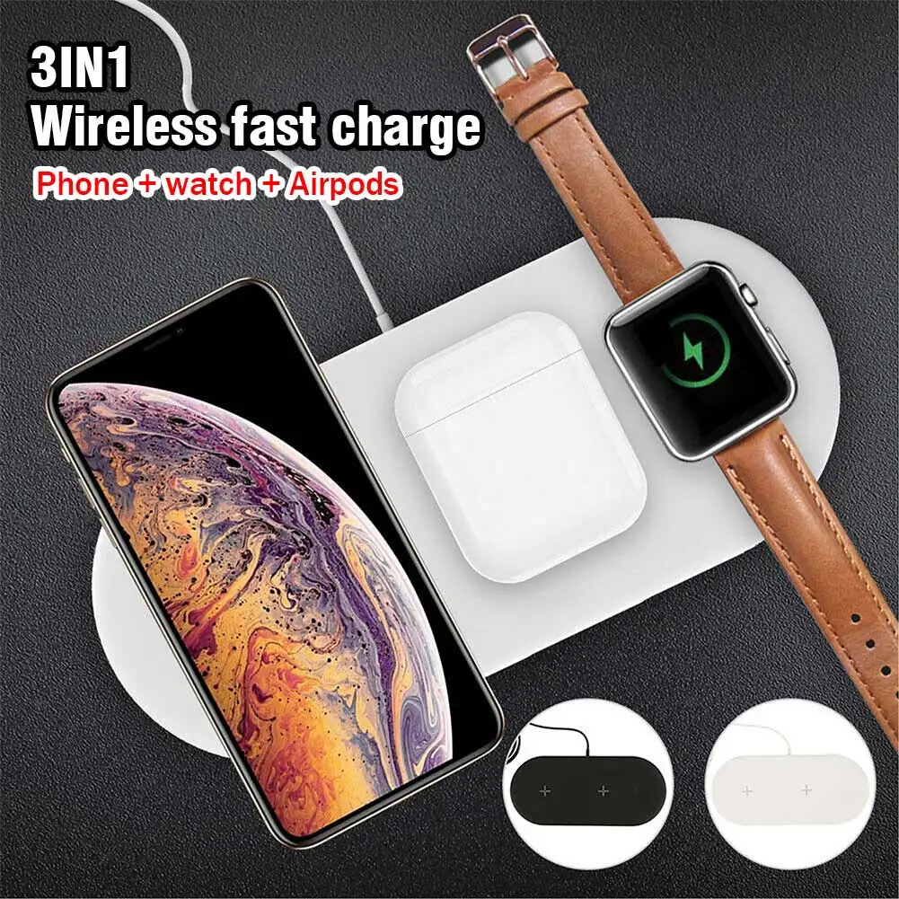 

3 in 1 10W Qi Fast Wireless Charger Pad Qi Wireless Charger Holder For Apple Watch 4 3 2 1 For Mobile Phones Fast Charger