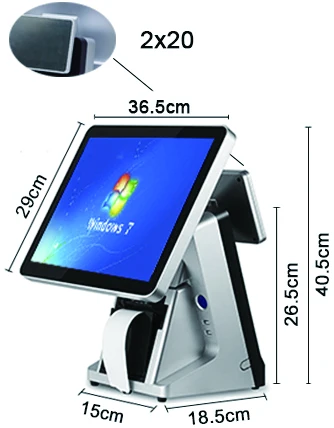 Pos-терминал 15 дюймов емкостный сенсорный экран pos-система с VFD клиентский экран кассовый аппарат для фруктового магазина