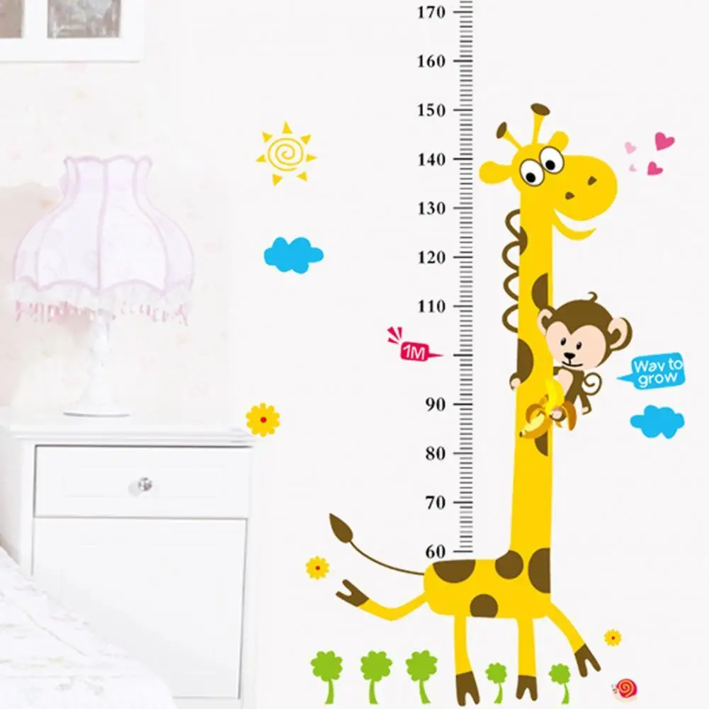 

1 Sheet Height Ruler Adorable Cartoon Colorful Sticky PVC Kids Wall Ruler Household Supplies