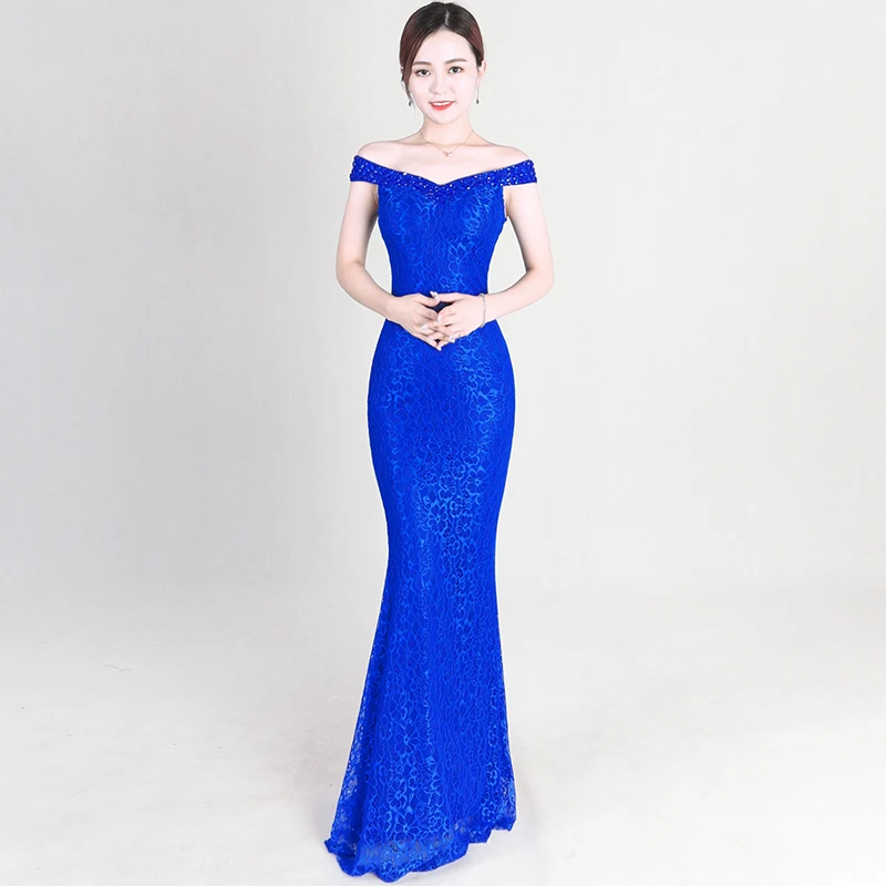 Off The Shoulder Black Mermaid Lace Evening Dress Long Party Dresses Women Evening Gown Women Robe De Soir E Rouge Abendkleider