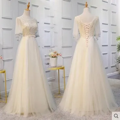 HJZY125#Bridesmaid Dresses Long Valentine' Day Wedding Party Graduation Quinceanera Dress Plastic sequins decoration wholesale - Цвет: Шампанское