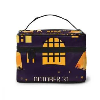 

Women's Travel Organization Beauty Cosmetic Make up Storage Lady Wash Bags Halloween Scary Party Poster Handbag Pouch
