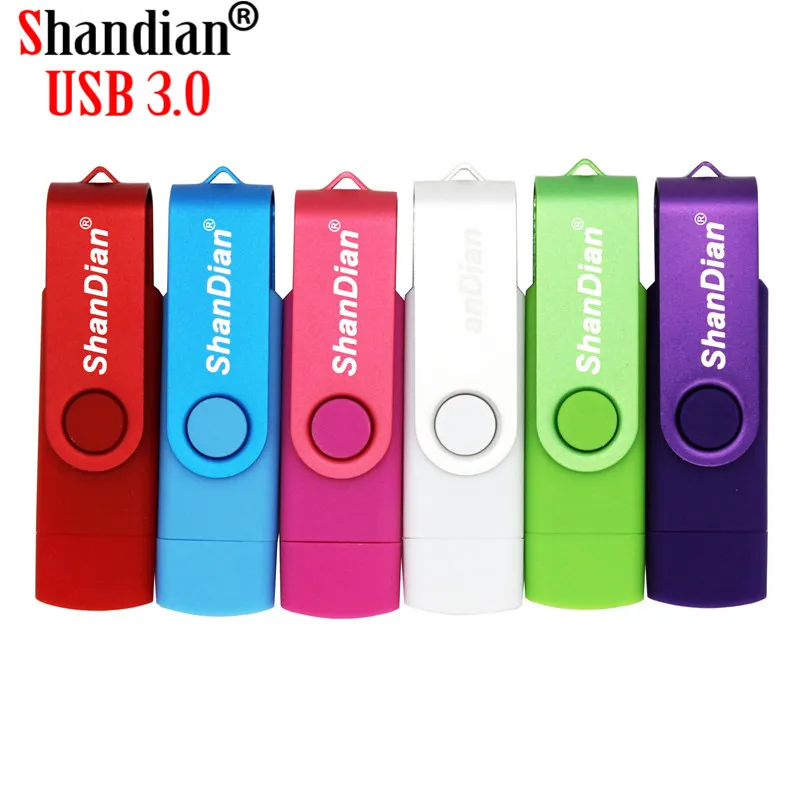 Флеш-накопитель SHANDIAN USB 3 0 OTG 4 ГБ 8 16 32 64 флешка для смартфонов Android металлическая