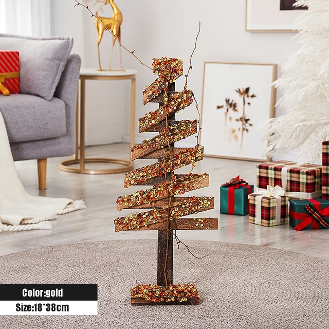 Árvore de natal de madeira decoração de natal para casa lareira/desktop  enfeites de natal - AliExpress Casa e Jardim