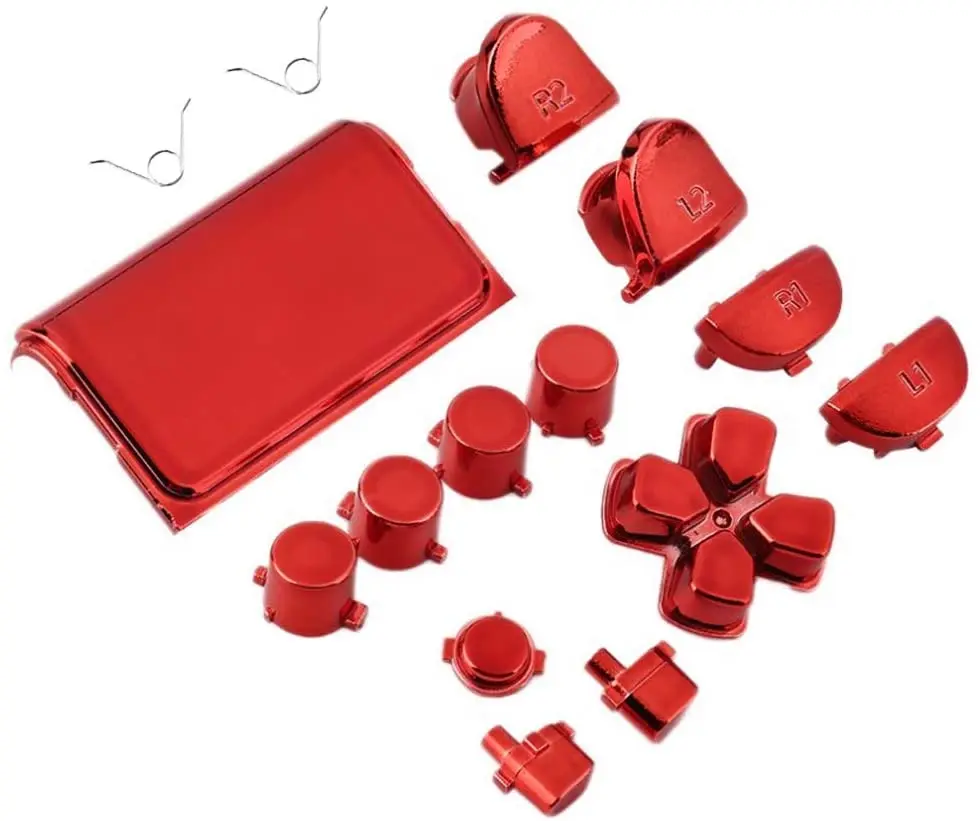 Gold Chrome PS4 Controller Buttons Kit - Replacement Buttons For DualShock 4 With Springs