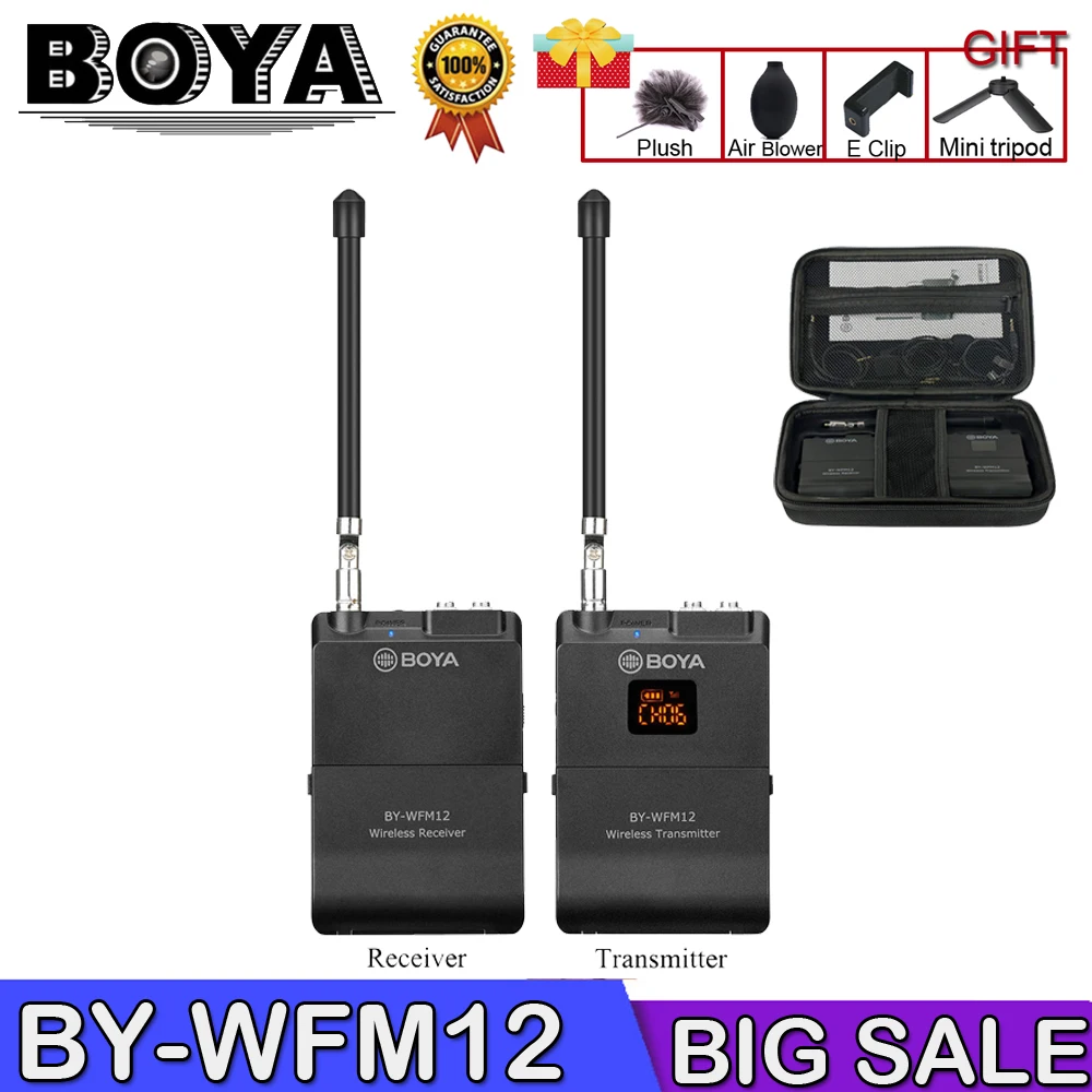 

BOYA BY-WFM12 VHF Wireless Microphone System Lapel Lavalier Mic for iPhone 8 7 plus Smartphone DSLR Camera Video Live Recording
