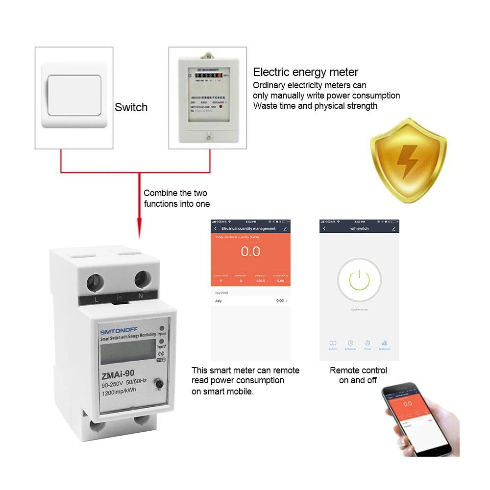 Ketotek AC 220V din-рейка wifi умный измеритель энергии кВтч Защита от перенапряжения тока