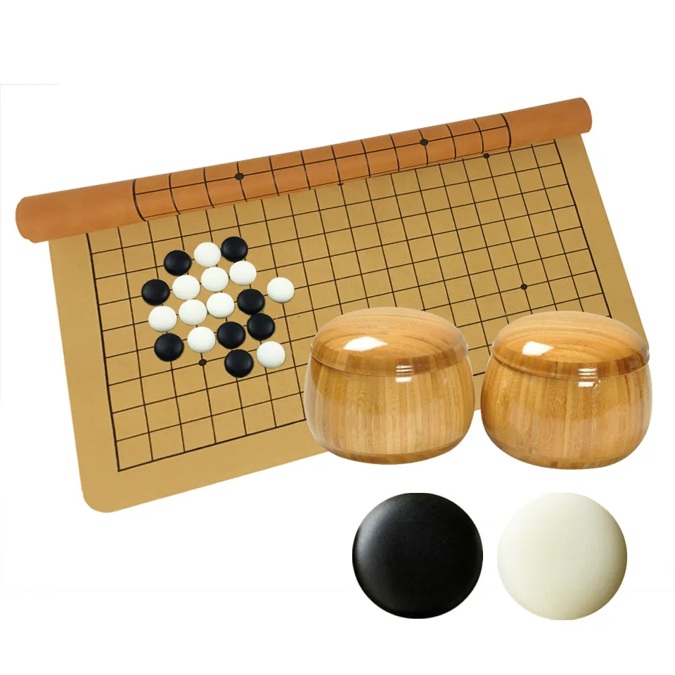 BSTFAMLY пластиковый Шахматный набор для игры в шахматы, 361 штук, 19 дорожек, искусственная доска, деревянная или Бамбуковая баночка, китайская старая игра в Go Weiqi G20 - Цвет: Option 2